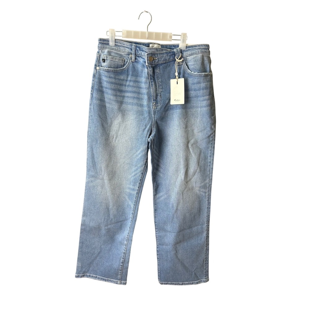 Kancan High Rise 90s Straight Leg Jeans Light Wash Denim‎ Size 15/31 NWT